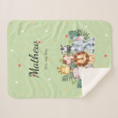 Monogram Safari design l Schattige polka dots Gree Sherpa Deken (Voorkant (horizontaal))