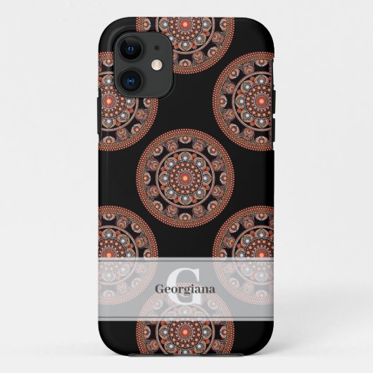 Monogram Safari Zonsondergang Boheemse Polka Dot M Case-Mate iPhone Case (Achterkant)