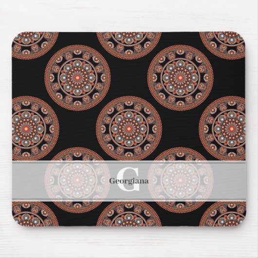 Monogram Safari Zonsondergang Boheemse Polka Dot M Muismat (Voorkant)