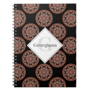 Monogram Safari Zonsondergang Boheemse Polka Dot M Notitieboek