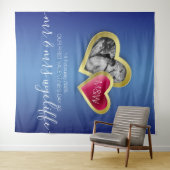Monogram Saffier Blauwe Robijn Rode Valentijn Foto Wandkleed (In Situ (horizontaal))