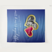 Monogram Saffierblauw Robijnrood Valentijnsdag Fot Wandkleed (Voorkant (horizontaal))