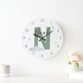 Monogram Sage Baby Initial Name Nursery Wall Clock Grote Klok (Huis)