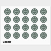 Monogram Sage Green and White Crest Ronde Sticker (Vel)