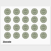 Monogram Sage Green and White Crest Ronde Sticker (Vel)