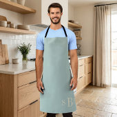 Monogram Sage Green Boho Modern Kitchen Gift Schort