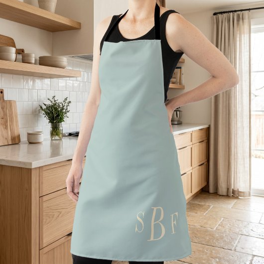 Monogram Sage Green Boho Modern Kitchen Gift Schort