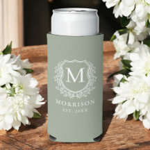 Monogram Sage Green Crest Botanische bruiloft