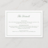 Monogram Sage Green Details Huwelijk Informatiekaartje (Voorkant)