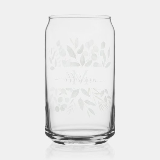 Monogram Sage Green Eucalyptus Greenery Leaves Blikvorm Glas (Achterkant)