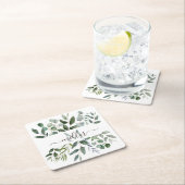 Monogram Sage Green Eucalyptus Greenery Leaves Kartonnen Onderzetters (Insitu)