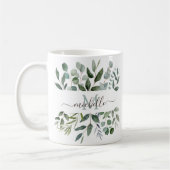 Monogram Sage Green Eucalyptus Greenery Leaves Koffiemok (Links)