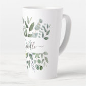 Monogram Sage Green Eucalyptus Greenery Leaves Latte Mok (Rechterhoek)
