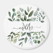 Monogram Sage Green Eucalyptus Greenery Leaves Magneet (Voorkant)
