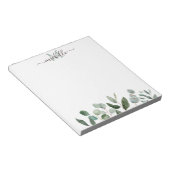 Monogram Sage Green Eucalyptus Greenery Leaves Notitieblok (Schuin)
