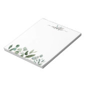 Monogram Sage Green Eucalyptus Greenery Leaves Notitieblok (Linkerzijde)