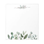 Monogram Sage Green Eucalyptus Greenery Leaves Notitieblok (Voorkant)