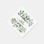 Monogram Sage Green Eucalyptus Greenery Leaves Servet (Hoek)