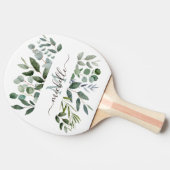 Monogram Sage Green Eucalyptus Greenery Leaves Tafeltennisbatje (Zijkant)