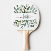Monogram Sage Green Eucalyptus Greenery Leaves Tafeltennisbatje (Voorkant)