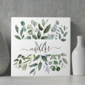 Monogram Sage Green Eucalyptus Greenery Leaves Tegeltje