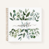 Monogram Sage Green Eucalyptus Greenery Notitieboek (Voorkant)