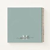 Monogram Sage Green Eucalyptus Greenery Notitieboek (Achterkant)