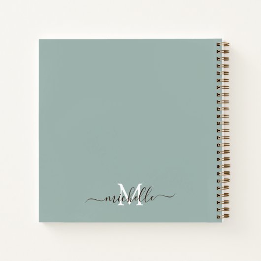 Monogram Sage Green Eucalyptus Greenery Notitieboek (Achterkant)