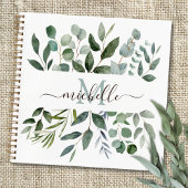 Monogram Sage Green Eucalyptus Greenery Notitieboek