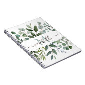 Monogram Sage Green Eucalyptus Groene Bladeren  Notitieboek (Rechterzijde)
