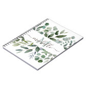 Monogram Sage Green Eucalyptus Groene Bladeren  Notitieboek (Linkerzijde)
