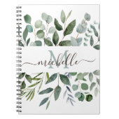 Monogram Sage Green Eucalyptus Groene Bladeren  Notitieboek (Voorkant)