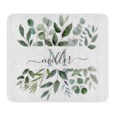 Monogram Sage Green Eucalyptus Groene Bladeren   Snijplank (Voorkant)