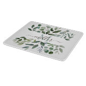 Monogram Sage Green Eucalyptus Groene Bladeren   Snijplank (Hoek)
