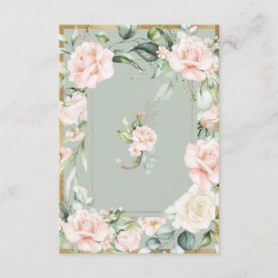 Monogram Sage Green Floral Rozen Letter J Bedankkaart