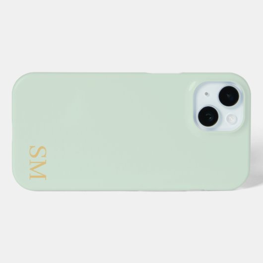 Monogram Sage Green Gold Minimalistische Initialen Case-Mate iPhone Case (Achterkant (horizontaal))