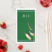 Monogram Sage Green Leaf Art Dusty Blue Wedding Servet (Insitu)