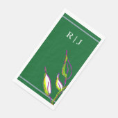 Monogram Sage Green Leaf Art Dusty Blue Wedding Servet (Hoek)