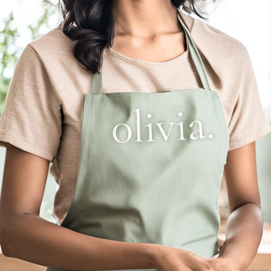 Monogram Sage Green Moderne Vrouwelijke Elegante N Schort