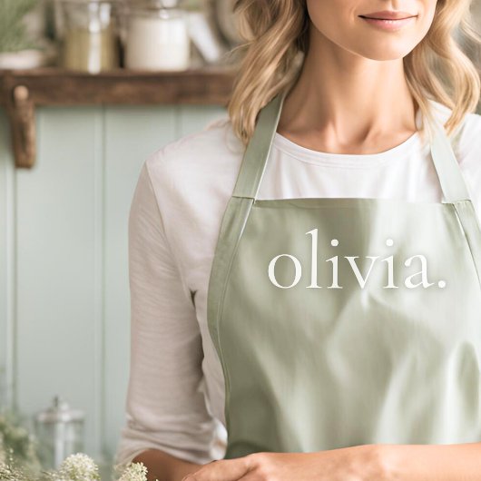 Monogram Sage Green Moderne Vrouwelijke Elegante N Schort