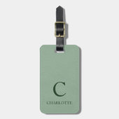 Monogram Sage Green Printed Leather Art, aangepast Bagagelabel (Voorkant verticaal)