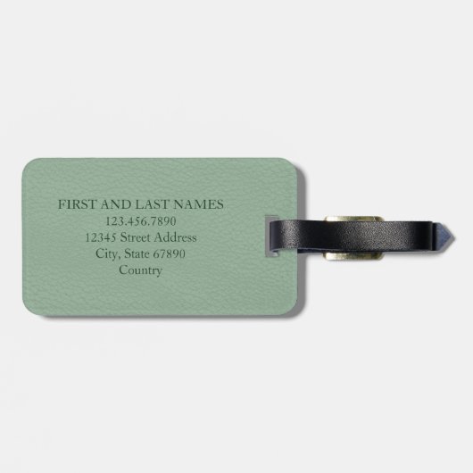 Monogram Sage Green Printed Leather Art, aangepast Bagagelabel (Achterkant horizontaal)
