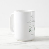 Monogram Sage Green Quote Adventure Begins Wedding Koffiemok (Voorkant links)