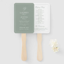 Monogram Sage Green Script Modern Wedding Program