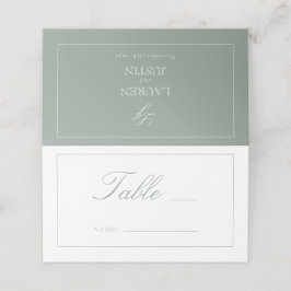 Monogram Sage Green Script Trouwtafelnummer Plaatskaartje
