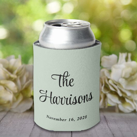 Monogram Sage Green Wedding Blikjeskoeler