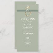 Monogram Sage Green Wedding Program (Voorkant / Achterkant)