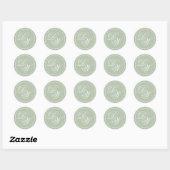 Monogram Sage Groen Eenvoudig Wit Script 2 Initial Ronde Sticker (Vel)