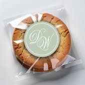 Monogram Sage Groen Eenvoudig Wit Script 2 Initial Ronde Sticker