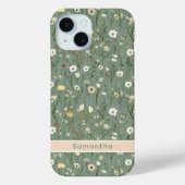 Monogram Sage Groen Geel Wit Wilde Bloemen Boho Case-Mate iPhone Case (Achterkant)
